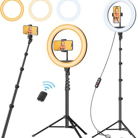 12" Ring Light with 63" extendable Tripod Stand, Selfie RingLight with Phone Hol - Picture 1 of 8